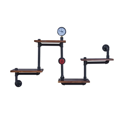 44.5" X 27.6" Tiered Horizontal Industrial Pipe Wall Shelf Brown/Black - Danya B. 7 44.5" X 27.6" Tiered Horizontal Industrial Pipe Wall Shelf Brown/Black - Danya B. - Image 5