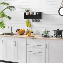 25" X 9" Entryway Floating Utility Wall Shelf With Hooks Black - Danya B. -Home Decor Shop GUEST f6b37d36 5f6f 4dad 93b8 dd3501704e70