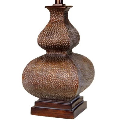 Berkshire Brown Table Lamp With White Hardback Fabric Shade - StyleCraft 4 Berkshire Brown Table Lamp With White Hardback Fabric Shade - StyleCraft - Image 2