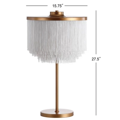 27.5" Fringed/Metal Coco Table Lamp (Includes LED Light Bulb) Gold - JONATHAN Y 5 27.5" Fringed/Metal Coco Table Lamp (Includes LED Light Bulb) Gold - JONATHAN Y - Image 3