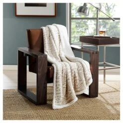 50"x60" San Juan Faux Shearling Reversible Throw Blanket Pearl/Cream - Eddie Bauer