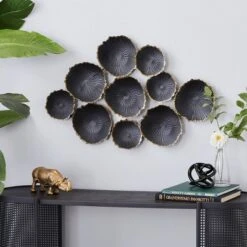 Metal Plate Wall Decor With Uneven Edges Black - CosmoLiving By Cosmopolitan