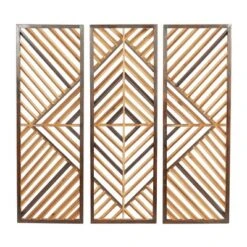 Set Of 3 Wood Geometric Slatted Wood Design Wall Decors Brown - Olivia & May -Home Decor Shop GUEST f8645333 2208 4905 855c f5194ec7aae8