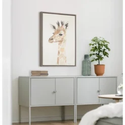 23" X 33" Sylvie Watercolor Giraffe Framed Canvas Wall Art By Patricia Shaw Gray - Kate And Laurel -Home Decor Shop GUEST f888404b dce9 46b4 a7b9 52082a2a48be