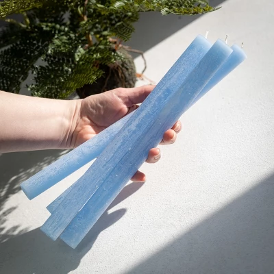 Crystal Blue Timber Tapers - Set Of 12 3 Crystal Blue Timber Tapers - Set Of 12