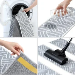 SussexHome Lattice Design Cotton Anti-Slip Stair Treads, 9” X 28“ -Home Decor Shop GUEST f9fc12d2 64a9 4683 83ef 3b733b078099