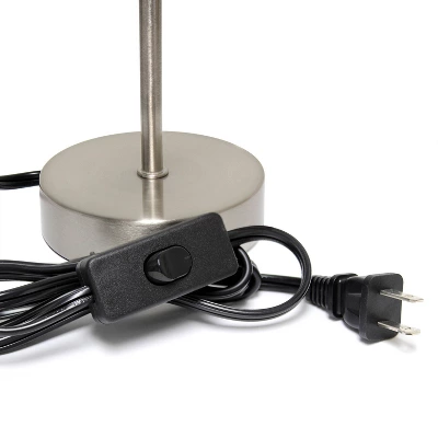 10.5" Petite Metal Stick Bedside Table Desk Lamp In Sand Nickel With Fabric Shade Green - Creekwood Home 7 10.5" Petite Metal Stick Bedside Table Desk Lamp In Sand Nickel With Fabric Shade Green - Creekwood Home - Image 5