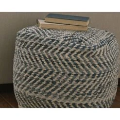 Chevron Pouf Blue - Signature Design By Ashley