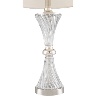 Regency Hill Luca Modern Table Lamps 25 1/2" High Set Of 2 Twisted Glass With USB Charging Port White Drum Shade For Bedroom Living Room Office Desk 5 Regency Hill Luca Modern Table Lamps 25 1/2" High Set Of 2 Twisted Glass With USB Charging Port White Drum Shade For Bedroom Living Room Office Desk - Image 3