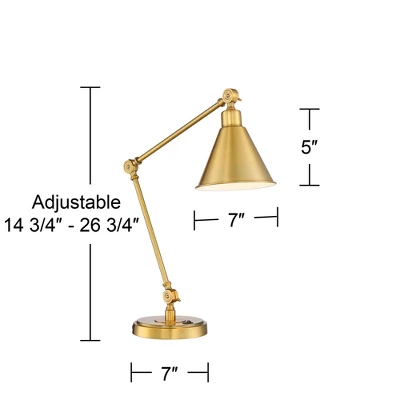 360 Lighting Wray Modern Desk Lamp 26 3/4" High Warm Brass Metal With USB Charging Port Adjustable Arm Head For Bedroom Living Room Bedside House Home 9 360 Lighting Wray Modern Desk Lamp 26 3/4" High Warm Brass Metal With USB Charging Port Adjustable Arm Head For Bedroom Living Room Bedside House Home - Image 7