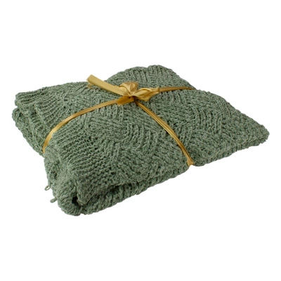 Northlight Green Chenille Cable Knit Rectangular Throw Blanket 50" X 60" 5 Northlight Green Chenille Cable Knit Rectangular Throw Blanket 50" X 60" - Image 3