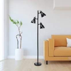 64" Traditional 3 Light Metal Floor Lamp With Adjustable Spotlight Shades Black - Creekwood Home -Home Decor Shop GUEST fe361259 b342 4c37 9530 a936ca8eca80