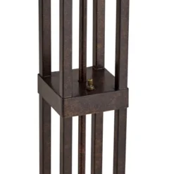 Robert Louis Tiffany Mission Rustic Floor Lamp 60 1/2" Tall Oiled Bronze With Nightlight Geometric Stained Art Glass Shade For Living Room Bedroom -Home Decor Shop GUEST ff34c08d 09e0 4756 8797 f9e31643e271