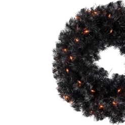 Northlight Pre-Lit Black Noble Spruce Artificial Halloween Wreath, 24-Inch, Orange Lights 8 Northlight Pre-Lit Black Noble Spruce Artificial Halloween Wreath, 24-Inch, Orange Lights -Home Decor Shop GUEST ffe6304d 7ff1 4237 9fed ae6b502279ad