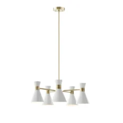 Ezra 5-Light Adjustable Chandelier Antique Brass/White - Ink+Ivy -Home Decor Shop GUEST fff79377 28d5 4d70 8235 cbfc8d5060e9